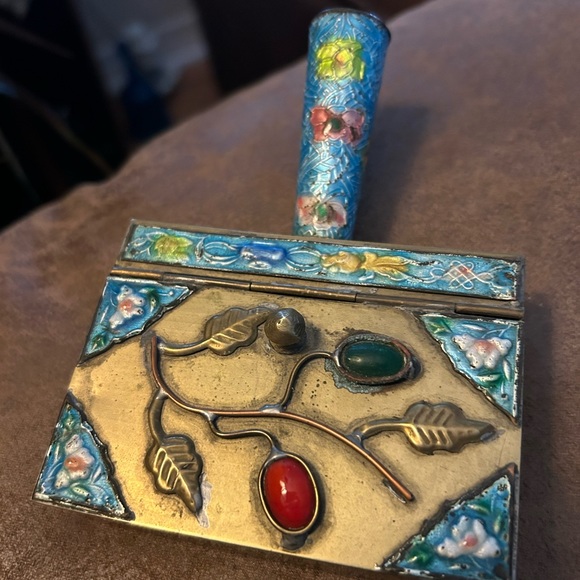 Vintage Cloisonné Brass Silent Butler Crumb Catcher - Picture 6 of 10